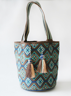 哥仑比亚WAYUU部落手工编织包水桶包单股单肩手提大号合集现货