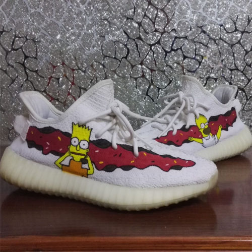 diy手绘定制yeezy白椰子350v2改色辛普森涂鸦aj1球鞋改造手工彩绘