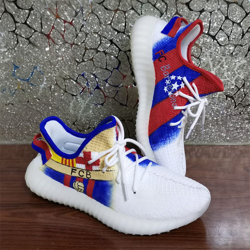 FCB巴萨梅西足球主题涂鸦定制yeezy椰子鞋350v2改色手绘af1改造