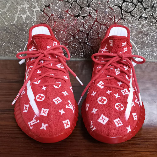 DIY定制YEEZY白椰子球鞋350v2彩绘大红改色Supreme涂鸦diy手绘