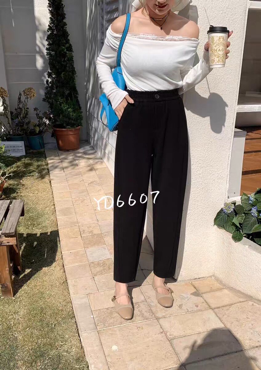 烟蒂6607秋季2025新款韩版宽松显瘦高腰奶奶裤休闲裤女休闲长裤潮