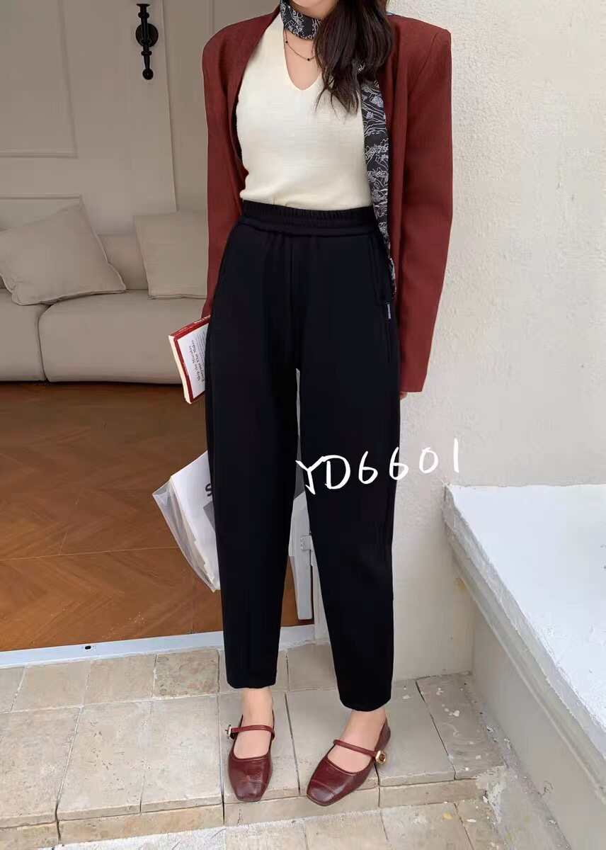 烟蒂YD6601秋款2025休闲裤显瘦罗卜裤休闲哈伦女裤松紧腰时尚百搭