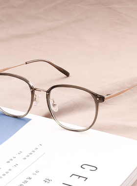 王鹤棣同款冷茶色钛框近视眼镜框镜架复古大框超轻镜框配镜BT6018