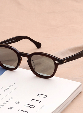 美式复古小框太阳眼镜女偏光镜可配度数近视墨镜男小脸型板材框