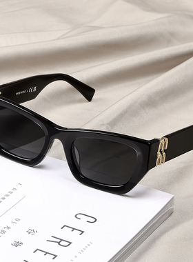 时髦辣妹上脸超绝猫眼窄框墨镜