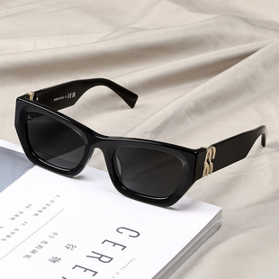 时髦辣妹~上脸超绝猫眼窄框墨镜女高颧骨显脸小太阳眼镜高级感