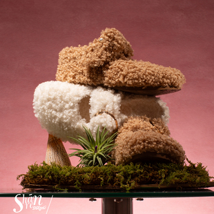 ShānRen增高7.0CM羊羔毛博肯鞋 皮毛一体包头半拖鞋女外穿毛毛鞋