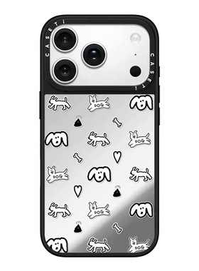 CASE联名黑白小狗贴纸适用17promax手机壳iPhone16pro苹果15plusMagSafe磁吸14p镜面C家13可爱12简约11INS风