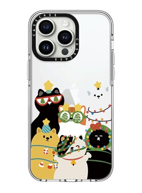 CASE联名小猫过圣诞适用17promax手机壳iPhone16pro苹果15plusMagSafe磁吸14p透明C家13潮流12INS风11简约