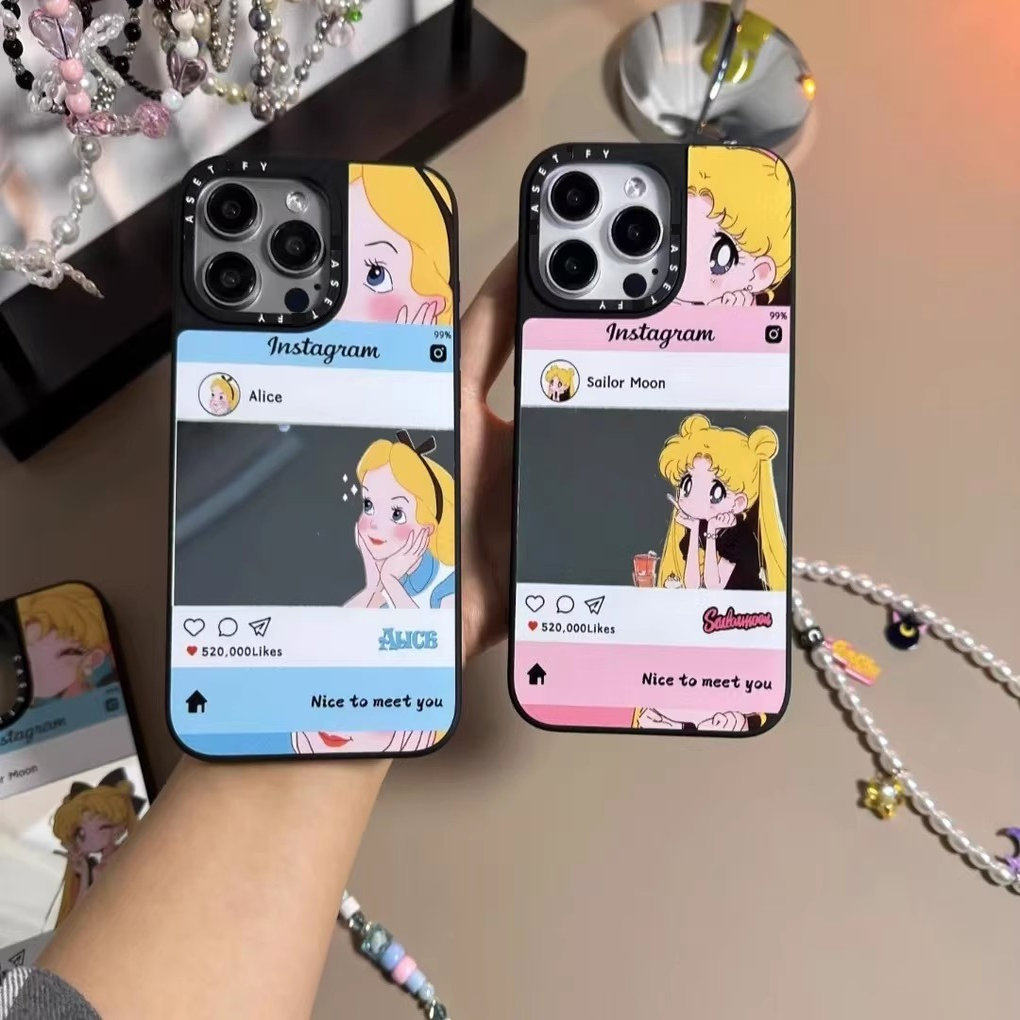 C联名美少女爱丽丝公主系列镜面适用iPhone17ProMax手机壳16Pro个性13防摔15plus卡通可爱14磁吸12日韩11简约