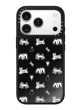 CASE联名黑白小狗贴纸适用17promax手机壳iPhone16pro苹果15plusMagSafe磁吸14p镜面C家13可爱12简约11INS风