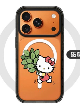 CASE联名凯蒂猫kt柚子叶适用17promax手机壳iPhone16pro苹果15plusMagSafe磁吸14p透明C家13可爱12潮流11简约