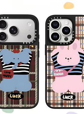 CASE联名布纹幸运大象兔子适用17promax手机壳iPhone16pro苹果15plusMagSafe磁吸14p镜面C家13潮流12韩系透明
