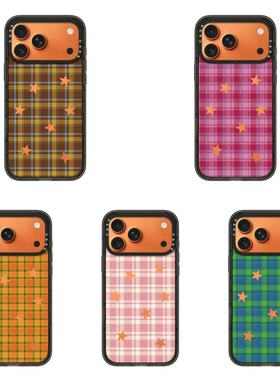 CASE联名五角星格纹适用17promax手机壳iPhone16pro苹果15plusMagSafe磁吸14p透明C家13潮流12韩系INS风防摔