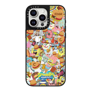 c联名丁程鑫同款痞老板海绵宝宝适用iPhone17promax手机壳苹果16plus可爱卡通软11/12/13pro防摔14全包镜面15