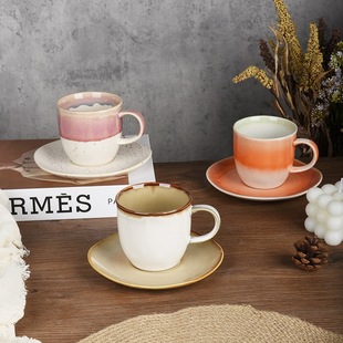 跨境窑变日式中古圣诞礼物创意咖啡杯轻奢感伴手礼水杯