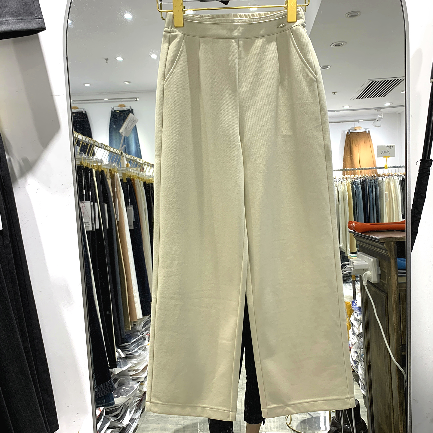 千姿秀6K3635 时尚半松紧休闲裤小个子九分直筒裤百搭减龄女裤秋