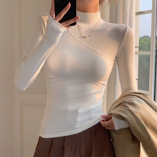 turtleneck inner winter shirt tight half top women layer