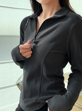 women  winter half-zip top grey velvet t-shirt long sleeve