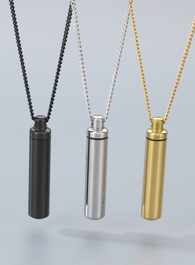 Men necklace chains Silvery cylinder pendant streetwear2026