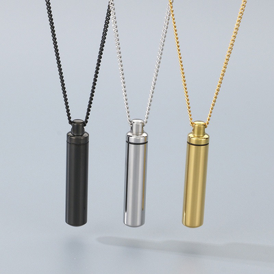 Men necklace chains Silvery cylinder pendant streetwear2026