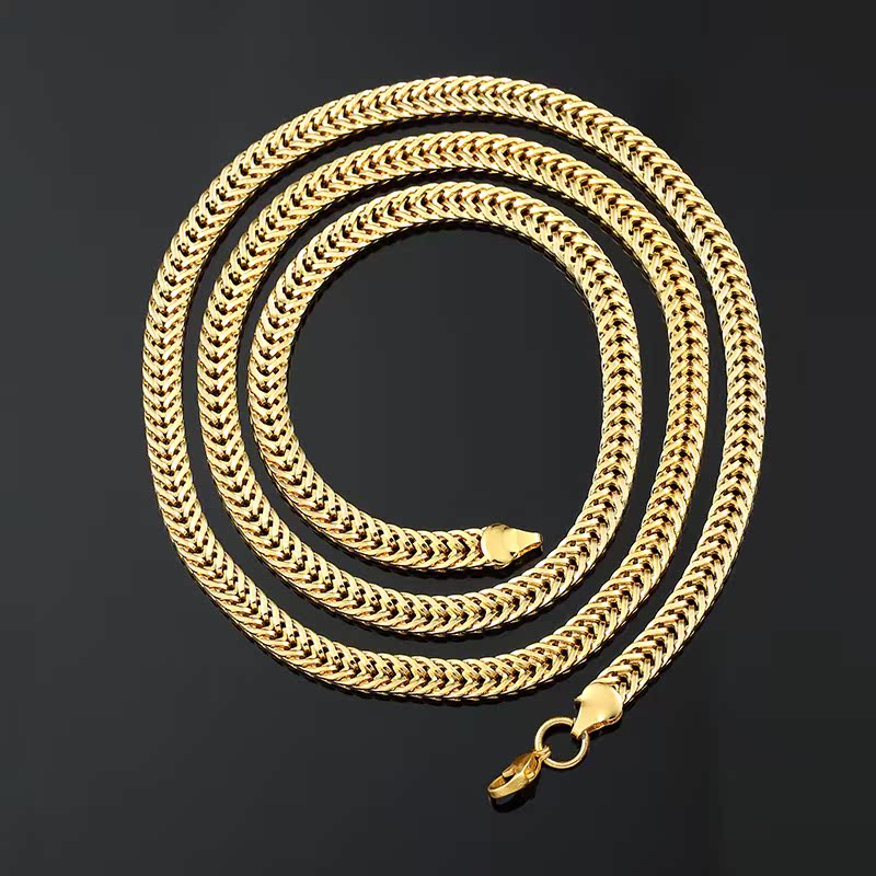 hiphop men necklace gold-plated chain gold flat chain black