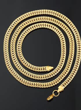 hiphop men necklace gold-plated chain gold flat chain black