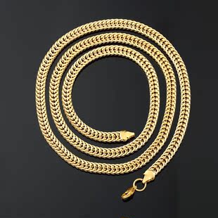 hiphop men necklace gold-plated chain gold flat chain black