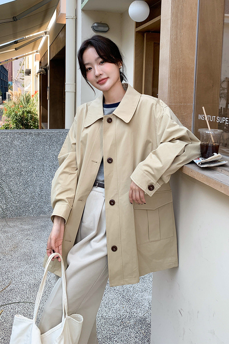 ！2026春季新品卡其色风衣外套2B196-K183-P135控198,女装风衣,2B196