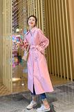 高级感超好看粉色风衣外套女春秋中长款2025新款韩系少女休闲大衣，女装风衣，浙宝206A（原202）