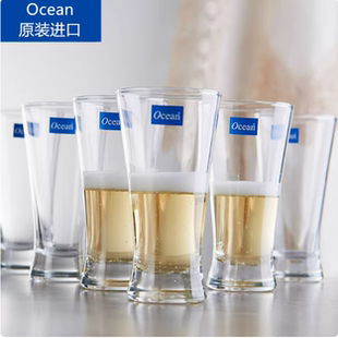 进口Ocean玻璃水杯ktv酒吧收腰啤酒杯果汁饮料杯牛奶杯毛尖绿茶杯