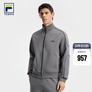 FILA 斐乐官方男士针织长袖外套2026夏新款网球运动宽松立领上衣