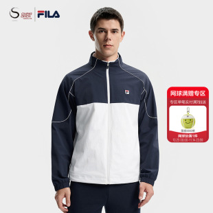 斐乐男梭织外套25冬新款 CHINA FILA 网球运动宽松立领上衣 OPEN