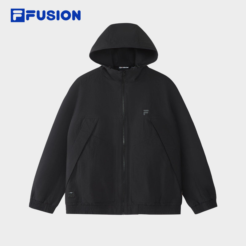 FILA FUSION斐乐潮牌梭织外套男2026夏新款时尚休闲宽松连帽上衣