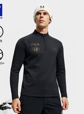 FILA 斐乐官方男子长袖T2025冬季新款滑雪运动健身加绒打底长T