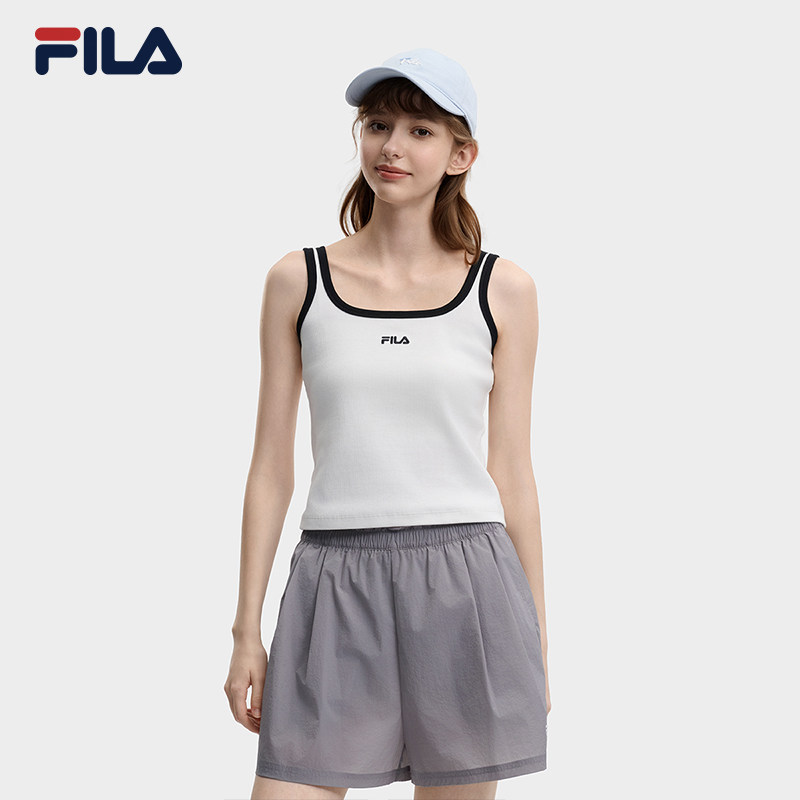 FILA斐乐女子针织背心2026夏季新款休闲百搭运动修身白色吊带