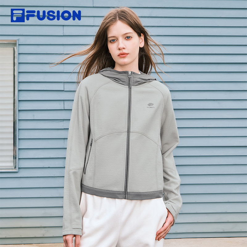 FILA FUSION斐乐潮牌针织连帽外套女2026春新款休闲基础拼色上衣,运动服/休闲服装,运动茄克/外套,淘宝优惠券,粉丝福利购,淘宝优惠卷