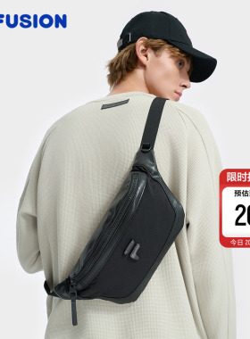 FILA FUSION斐乐包包男士腰包随身包单肩包送男生礼物黑色斜挎包