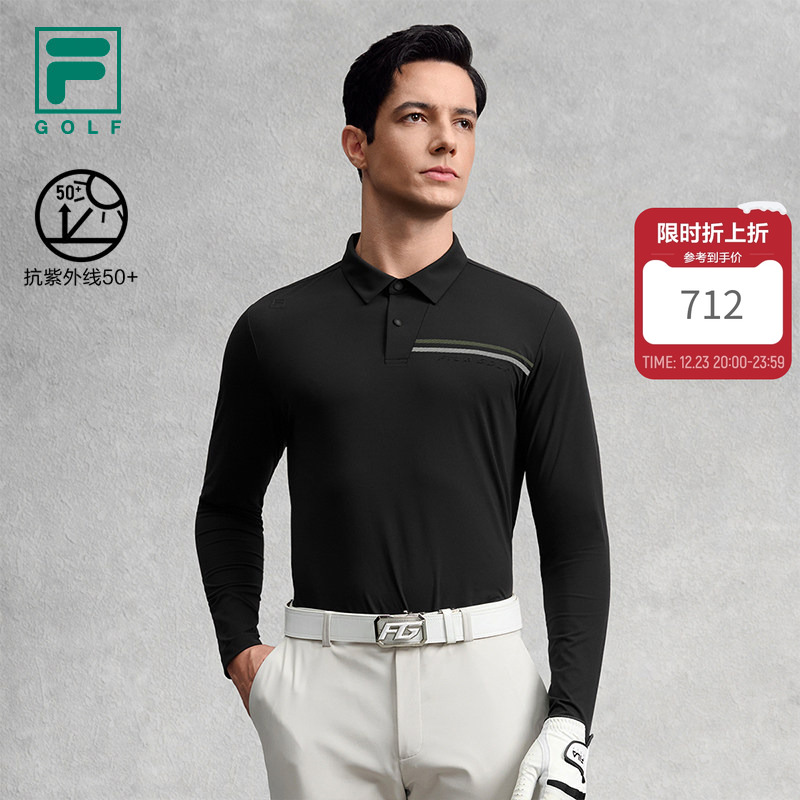FILA 斐乐官方男子长袖POLO衫2025冬新款高尔夫运动防晒