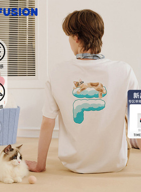 FILA FUSION斐乐潮牌情侣款针织短袖衫2026夏新款宽松凉感纯棉T恤