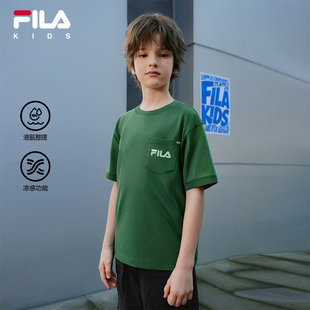 新款 FILA T恤2026夏季 男大童短袖 儿童舒适纯棉上衣 KIDS斐乐童装