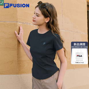 2026夏季 FILA FUSION斐乐潮牌女子针织短袖 衫 休闲简约紧身T恤 新款