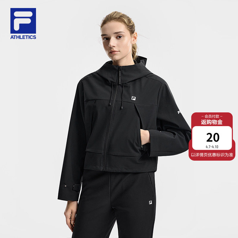 FILA 斐乐官方女士梭织外套2026春新款健身运动简约宽松连帽
