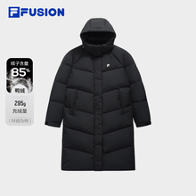 FILA FUSION斐乐潮牌长款羽绒服女2025冬季新款宽松保暖连帽外套