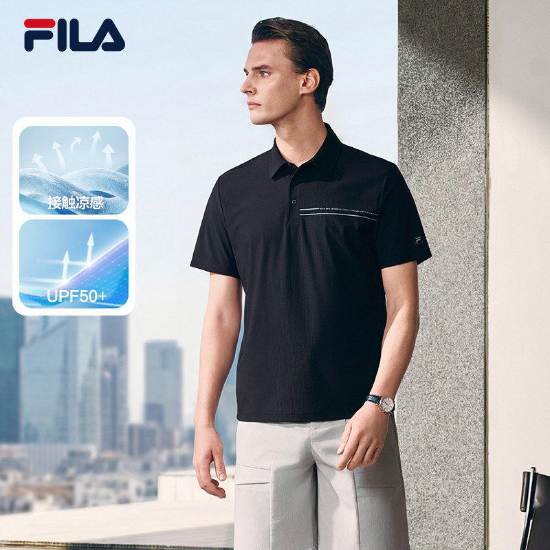 凉感 防晒|FILA 斐乐男子菁英短袖POLO衫2026夏季新款舒适上衣