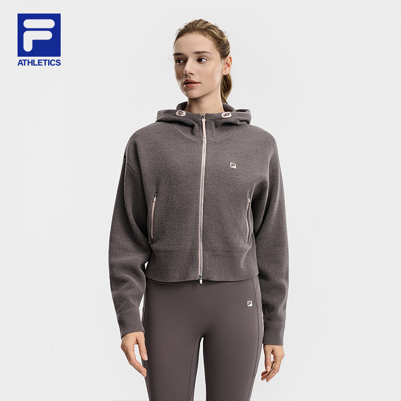 FILA 斐乐官方女士编织外套2026春新款健身运动宽松连帽毛衣外套,运动服/休闲服装,运动茄克/外套,淘宝优惠券,粉丝福利购,淘宝优惠卷