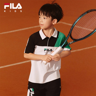 2025秋新款 FILA POLO衫 KIDS斐乐童装 儿童网球运动上衣 男大童短袖