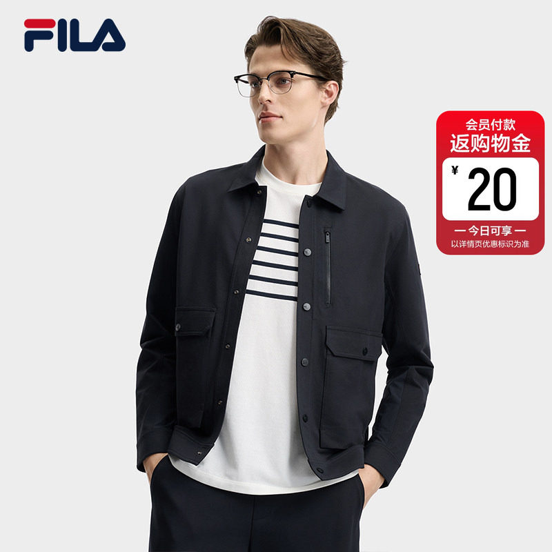 FILA斐乐官方男针织长袖外套2026夏新款工装商务休闲行政夹克上衣