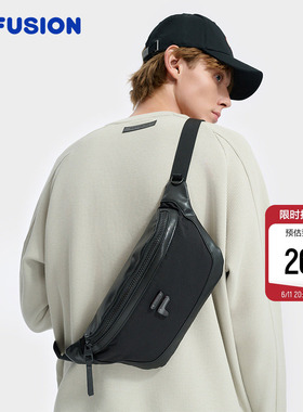 FILA FUSION斐乐包包男士腰包随身包单肩包送男生礼物黑色斜挎包