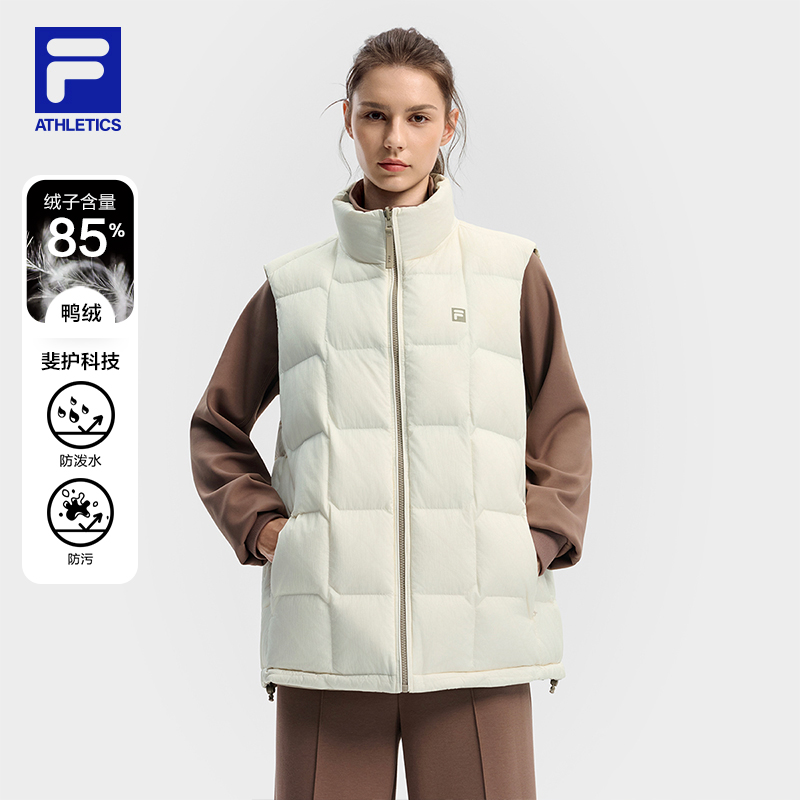 两面穿FILA 斐乐官方情侣羽绒马甲男冬季新款健身运动保暖羽绒服